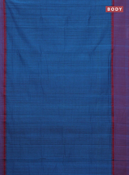 Mangalgiri cotton saree cs blue and red with allover small checked pattern and temple design simple border