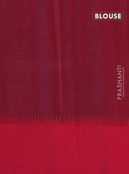 Mangalgiri cotton saree cs blue and red with allover small checked pattern and temple design simple border