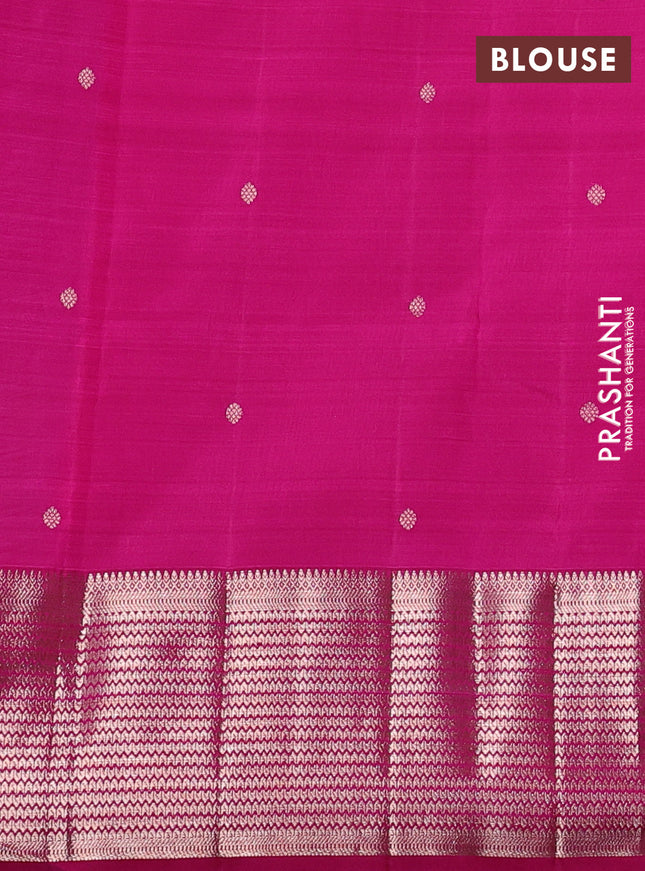 Kora kanchipuram silk saree lavender and pink with zari woven buttas and rich zari woven border