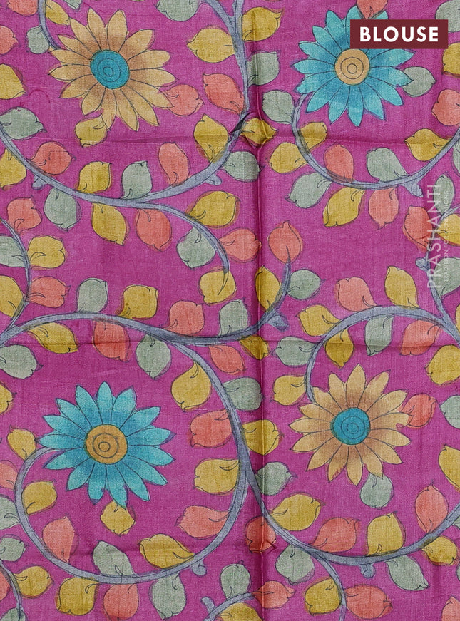 Pure tussar silk saree pastel purple and magenta pink with allover zari woven checked pattern and zari woven border