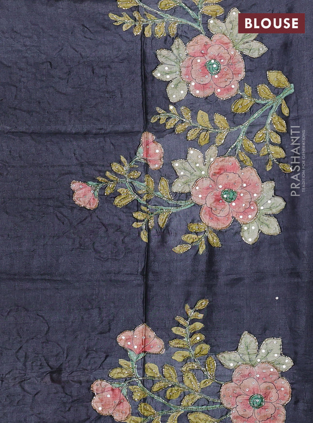 Pure tussar silk saree pastel green and black with allover zari woven checked pattern and zari woven border