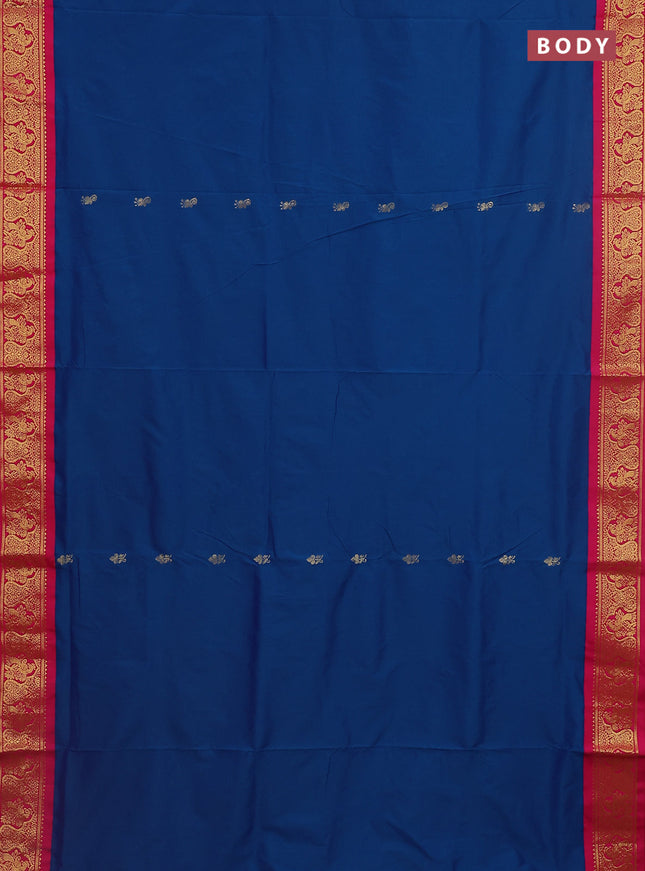 10 Yards semi silk saree cs blue and pink with allover zari woven buttas and zari woven border