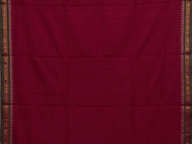 Red narayanpet cotton saree with matching neck piece