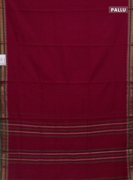 Red narayanpet cotton saree with matching neck piece