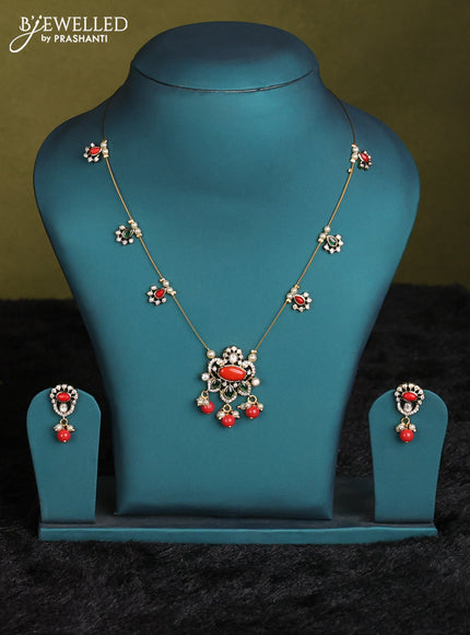 Red narayanpet cotton saree with matching neck piece