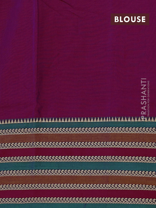 Purple narayanpet cotton saree with matching neck piece