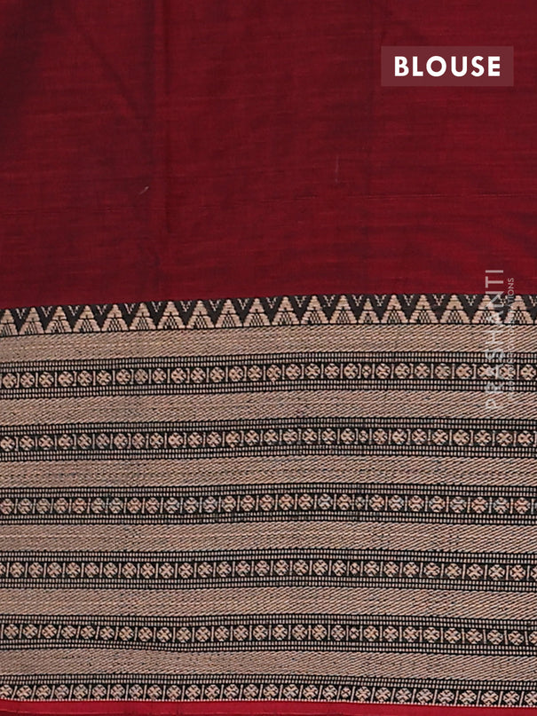Maroon narayanpet cotton saree with matching neck piece