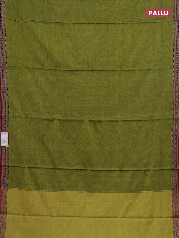 Mehendi green narayanpet cotton saree with matching neck piece