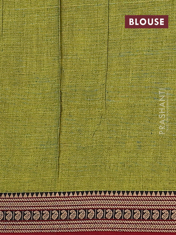 Mehendi green narayanpet cotton saree with matching neck piece