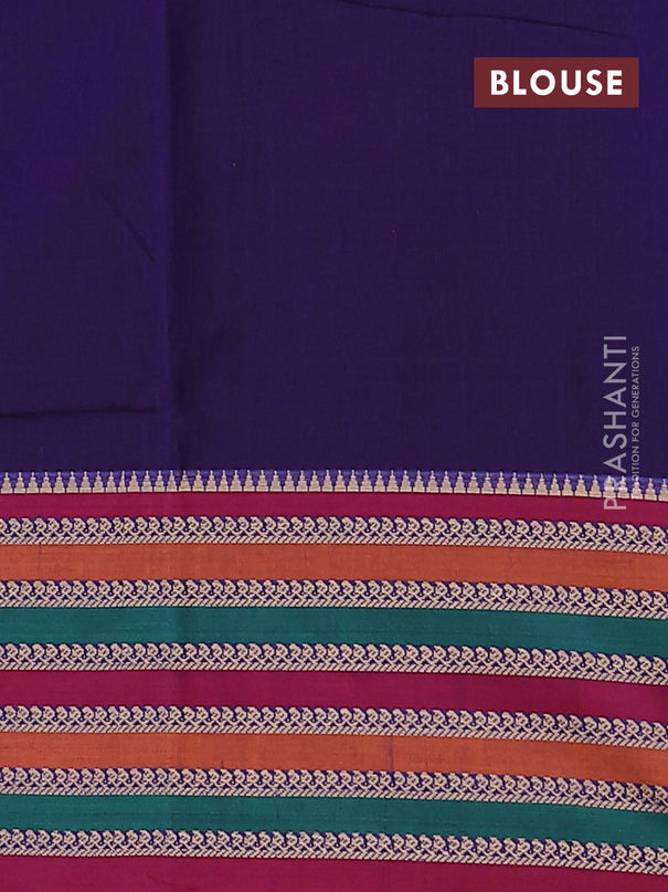 Violet narayanpet cotton saree with matching neck piece