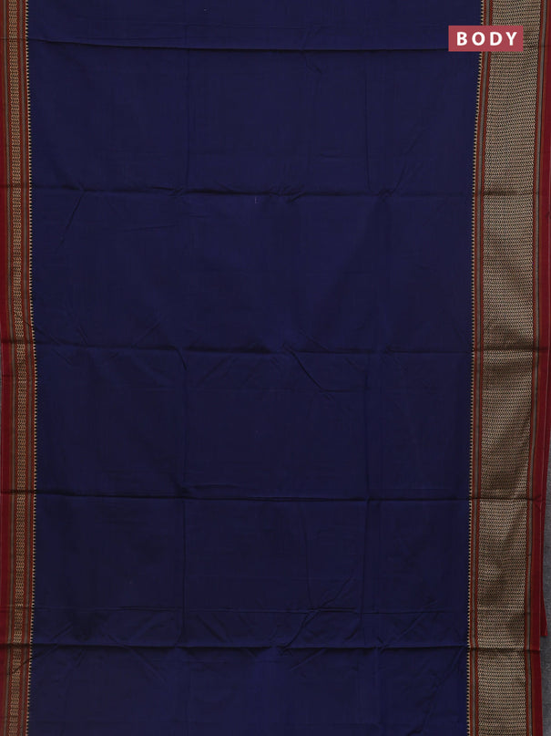 Blue narayanpet cotton saree with matching neck piece
