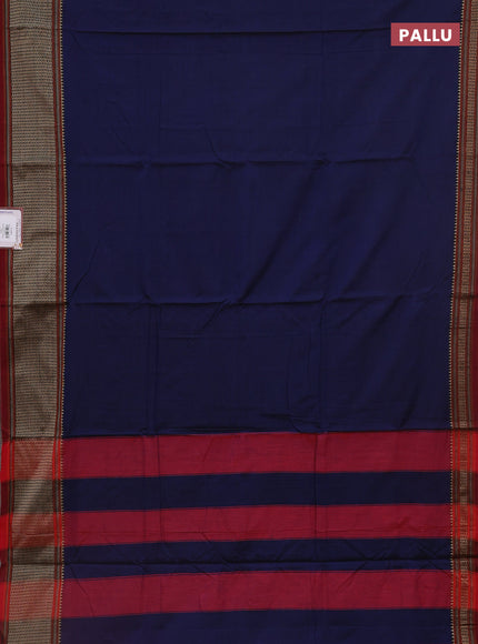 Blue narayanpet cotton saree with matching neck piece