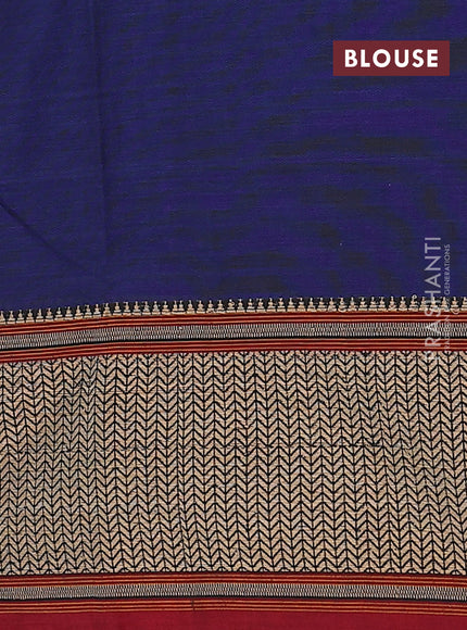 Blue narayanpet cotton saree with matching neck piece