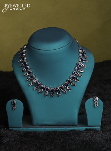 Blue narayanpet cotton saree with matching neck piece