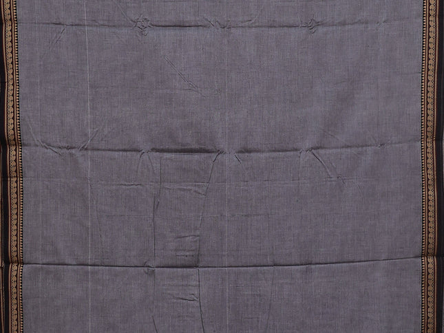 Grey narayanpet cotton saree with matching neck piece