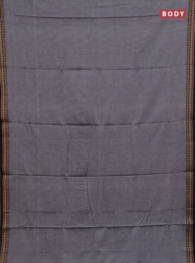 Grey narayanpet cotton saree with matching neck piece