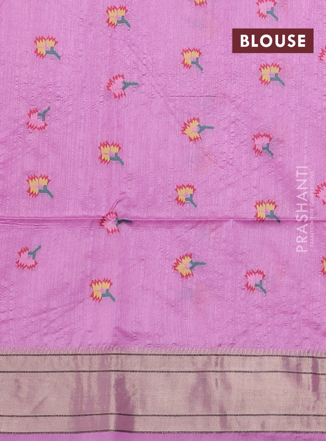 Semi paithani saree lavender with zari woven buttas and ikat woven pallu