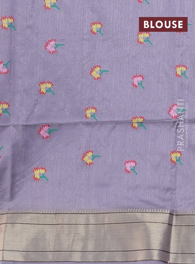 Semi paithani saree grey with zari woven buttas and ikat woven pallu