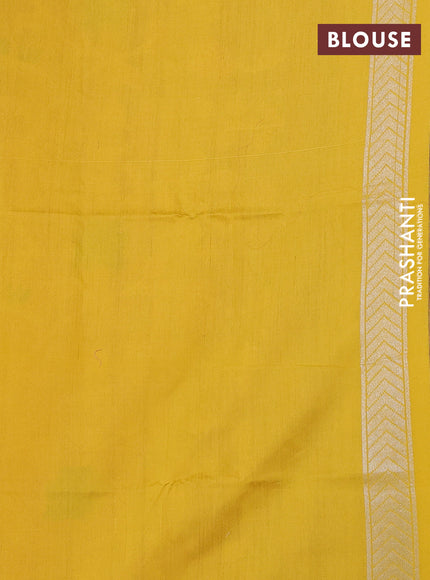 Banarasi Kora silk saree pink and mustard yellow with allover jamdhani weaving