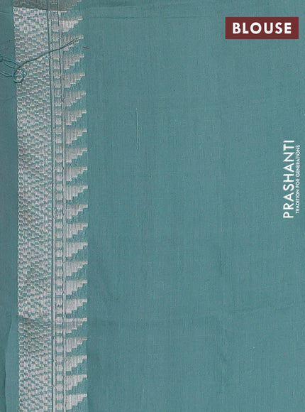 Banarasi Kora silk saree peach pink and teal green shade with allover jamdhani weaving