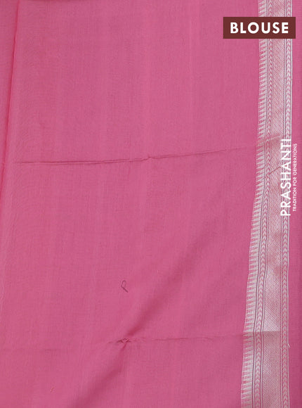 Banarasi Kora silk saree grey and peach pink with allover jamdhani weaving