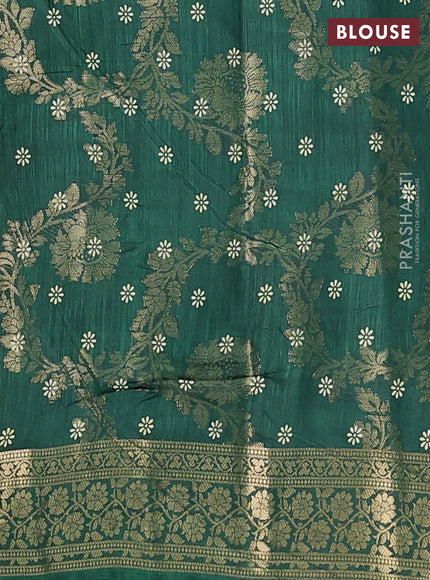 Semi dola saree bottle green with allover zari weaves & floral prints and zari woven border