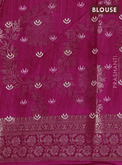 Semi dola saree pink with allover zari weaves & floral prints and zari woven border