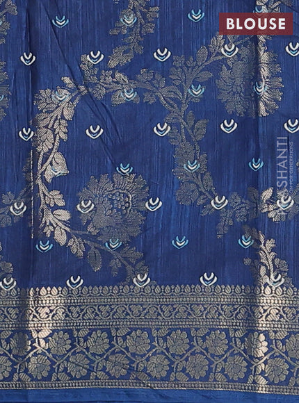 Semi dola saree peacock blue with allover zari weaves & floral prints and zari woven border