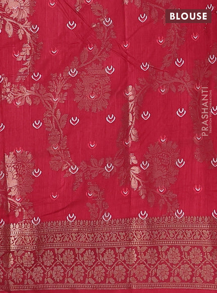 Semi dola saree maroon with allover zari weaves & floral prints and zari woven border