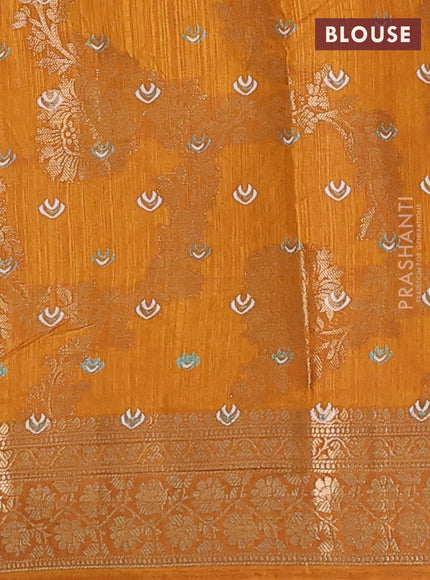 Semi dola saree mustard yellow with allover zari weaves & floral prints and zari woven border