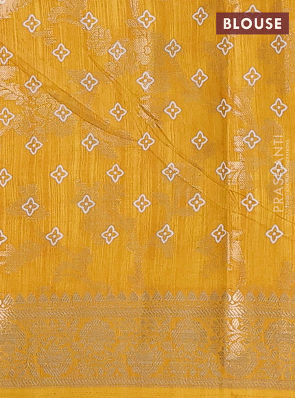 Semi dola saree mustard yellow with allover zari weaves & floral prints and zari woven border