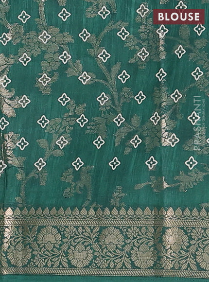 Semi dola saree bottle green with allover zari weaves & floral prints and zari woven border