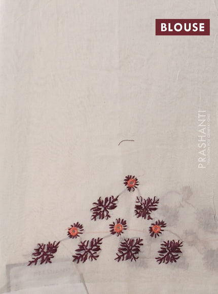 Cotton saree grey and cream with allover shibori prints & mirror work and kantha stitch work pallu