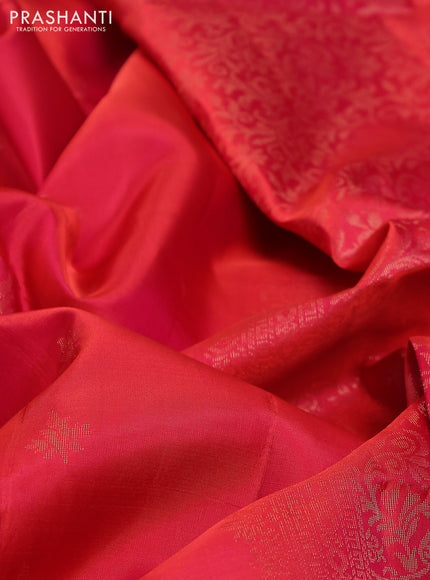 Pure soft silk saree pinkish orange with zari woven buttas and rich zari woven border