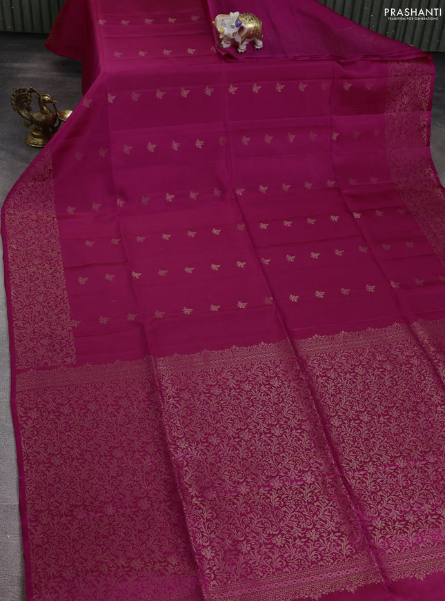 Pure soft silk saree pink with zari woven buttas and rich zari woven border