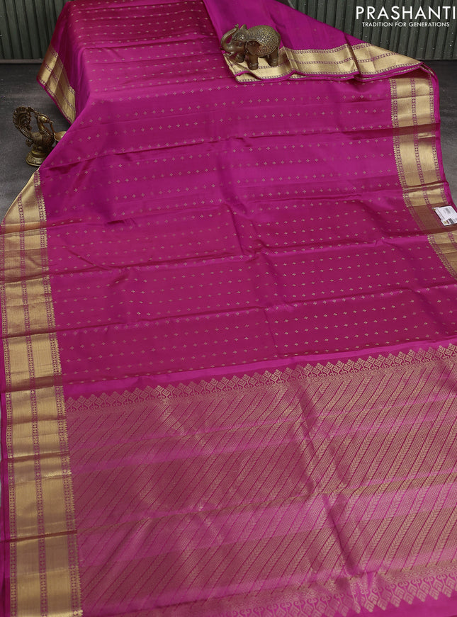 Pure soft silk saree pink with allover zari woven buttas and zari woven border
