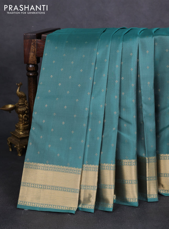 Pure soft silk saree pastel green shade with allover zari woven buttas and zari woven border