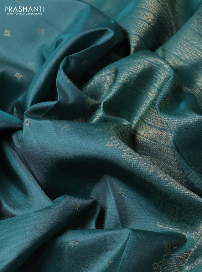 Pure soft silk saree pastel green shade with allover zari woven buttas and zari woven border