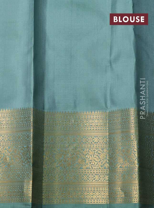 Pure soft silk saree pastel green with paisley zari woven buttas and zari woven border