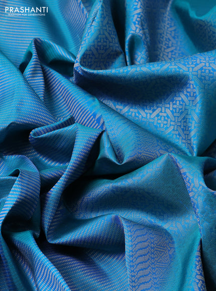 Pure soft silk saree cs blue with allover zari brocade weaves and zari woven border