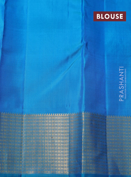 Pure soft silk saree cs blue with allover zari brocade weaves and zari woven border