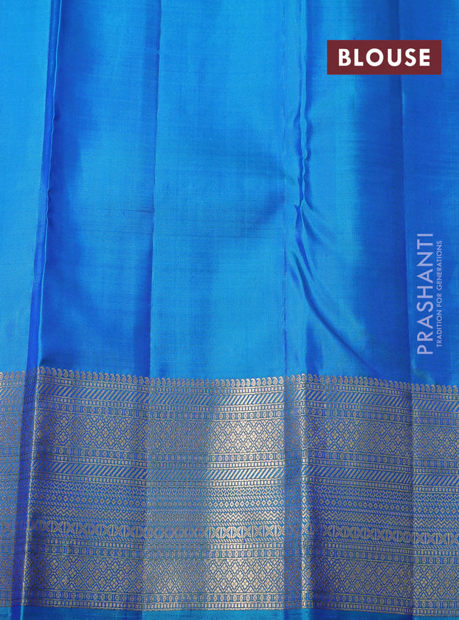 Pure soft silk saree cs blue with allover zari brocade weaves and zari woven buttas