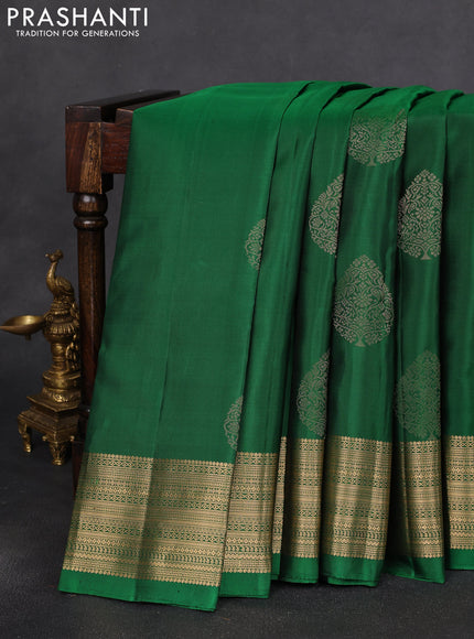 Pure soft silk saree green with thread zari woven buttas and zari woven border
