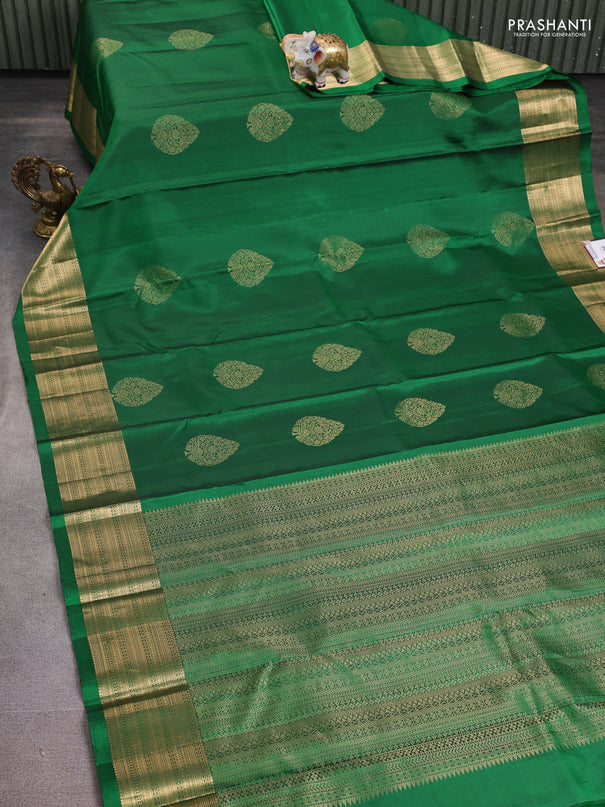 Pure soft silk saree green with thread zari woven buttas and zari woven border