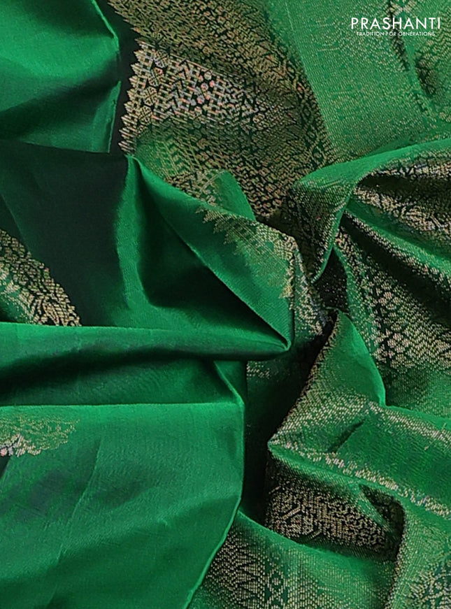 Pure soft silk saree green with thread zari woven buttas and zari woven border