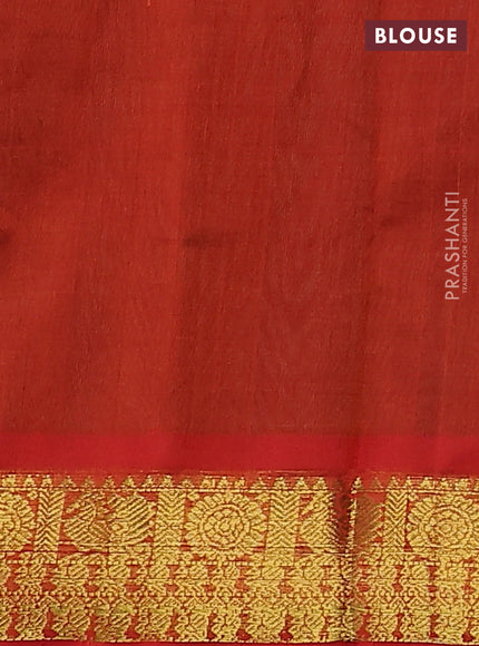 Silk cotton saree green and red with zari woven buttas and zari woven border