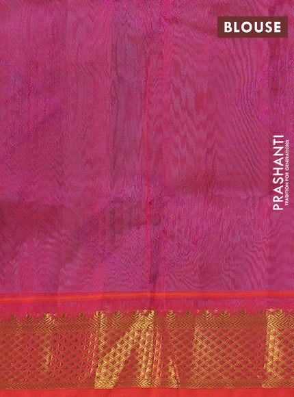 Silk cotton saree teal blue and dual shade of pinkish orange with allover self emboss jacquard and zari woven border