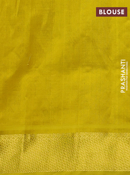Silk cotton saree black and yellow with allover paalum pazhamum checks pattern & paisley zari buttas and zari woven border