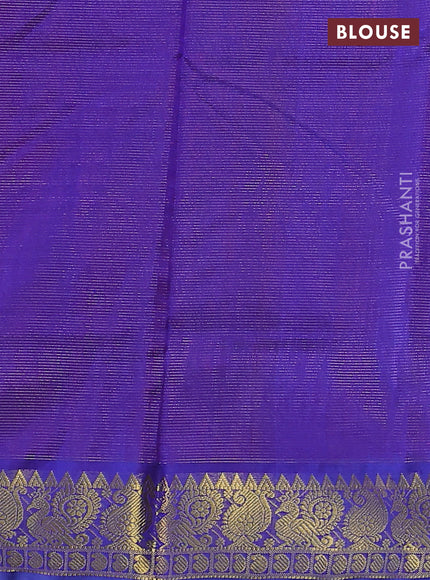 Silk cotton saree maroon and blue with allover vairosi pattern and annam & paisley zari woven buttas