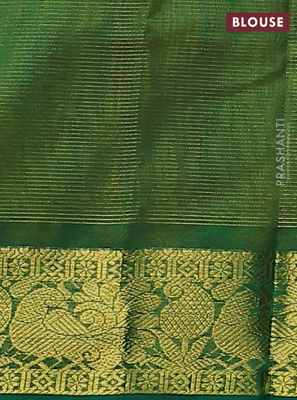 Silk cotton saree dual shade of mango yellow and green with allover vairosi pattern and zari woven border